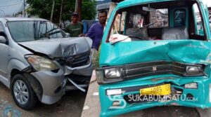 Tabrakan Angkot vs Avanza di Cibadak Sukabumi, Tiga Orang Luka-luka
