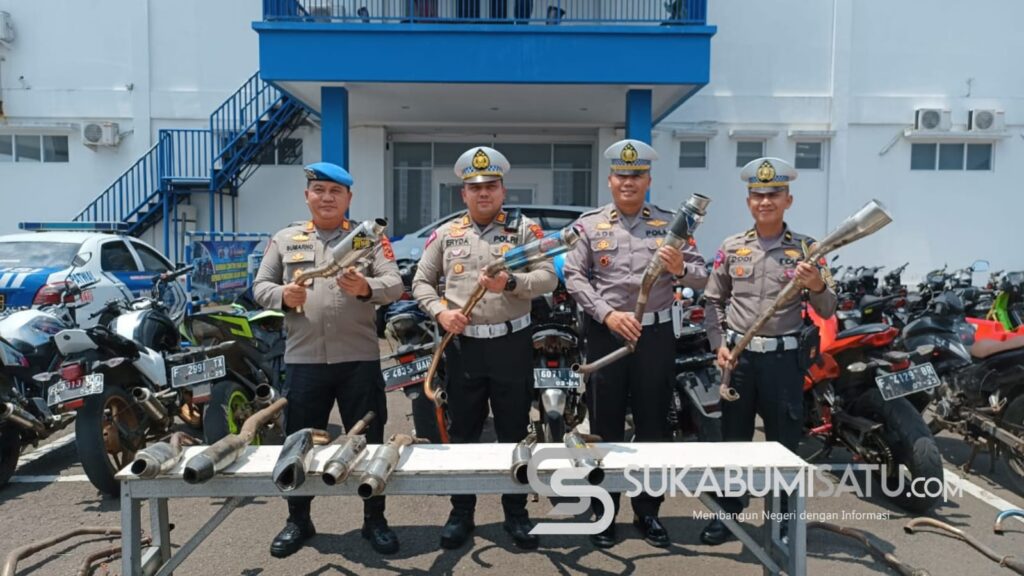 Tindak Pelanggar Lalu Lintas dengan ETLE, Polantas di Sukabumi Amankan 50 Knalpot Brong
