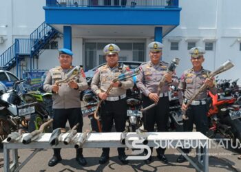 Tindak Pelanggar Lalu Lintas dengan ETLE, Polantas di Sukabumi Amankan 50 Knalpot Brong