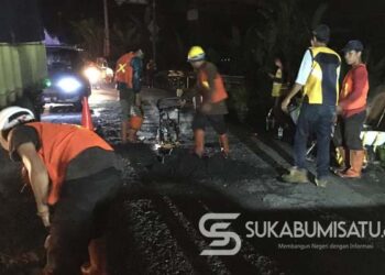 Jelang Puasa, Kementerian PUPR Mulai Tambal Jalan Berlubang di Sepanjang Jalan Nasional di Sukabumi