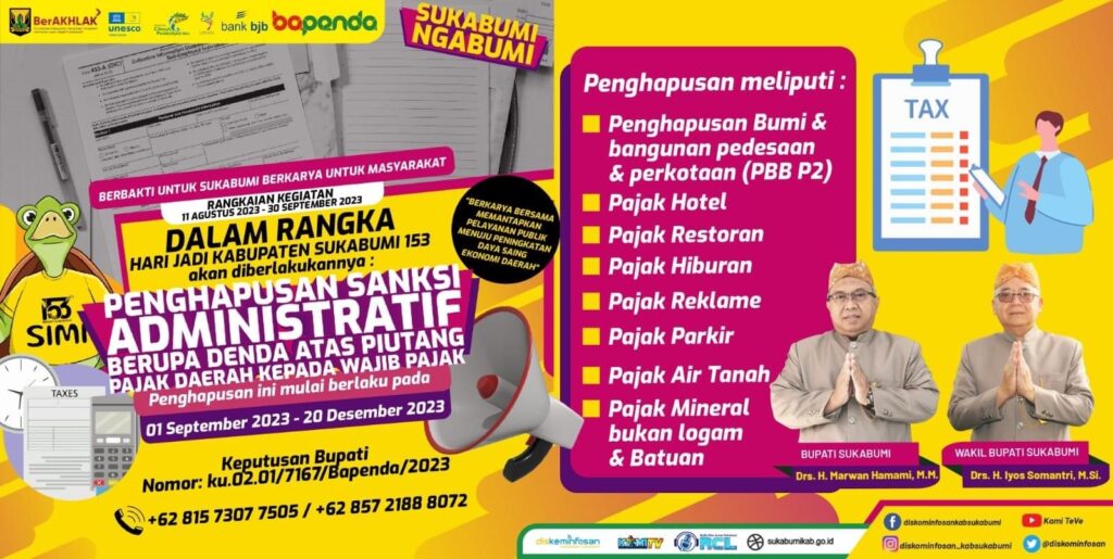 HUT ke-153 Kabupaten Sukabumi Pemda Hapus Sanksi Denda Pajak Daerah