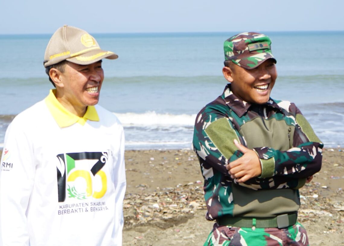 Tinjau Pantai Cibutun, Sekda Ade Apresiasi Jajaran Kodim 0622 Kabupaten Sukabumi
