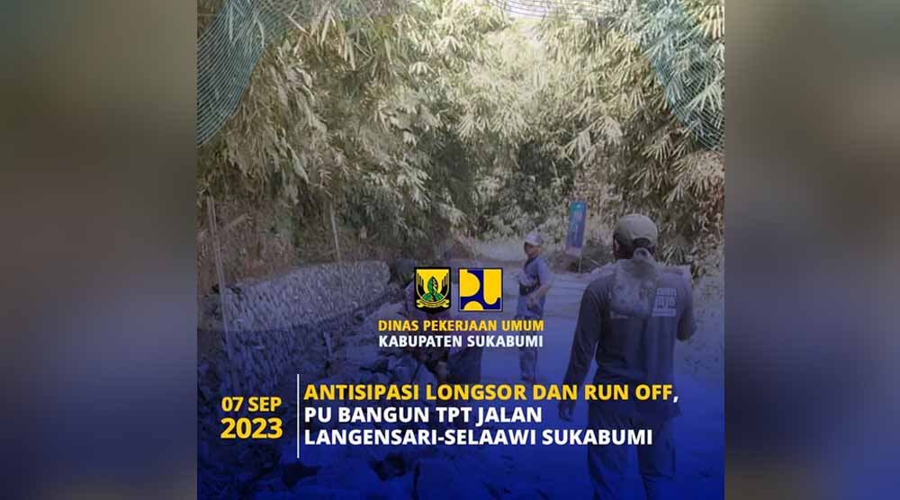 Dinas PU Kabupaten Sukabumi Bangun TPT di Ruas Jalan Langensari-Selaawi