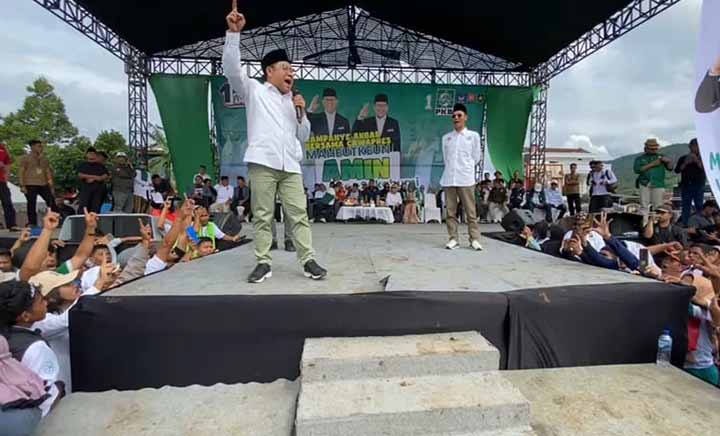 Cak Imin Disambut Ribuan Warga Sukabumi, Yakin AMIN Menang Satu Putaran