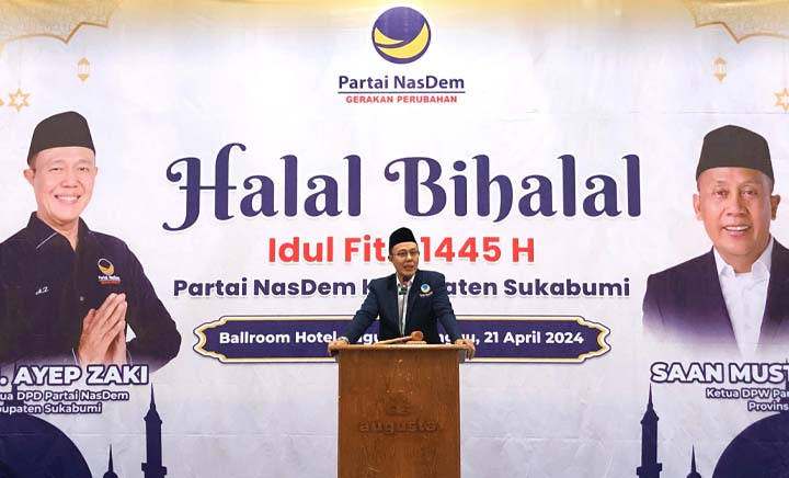 Ayep Zaki Gaungkan Semangat Menangkan Pilkada di Halal Bihalal DPD Partai NasDem Kabupaten Sukabumi