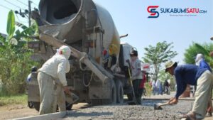 Jalan Kabupaten, Caringin – Cidahu Di Cor Dinas PU Sukabumi