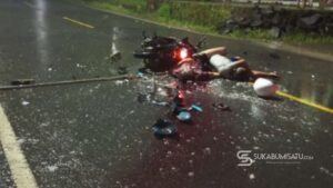 Kecelakaan Maut di Surade: Motor Tabrak Truck Bermuatan Kayu 1 Tewas 1 Kritis