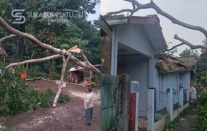 Angin Kencang Terjang Nagrak, Dua Rumah Rusak Tertimpa Pohon Tumbang
