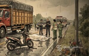 Pasutri Tabrak Truk Parkir di Sukaraja, Suami Tewas di Tempat dan Istri Luka Parah