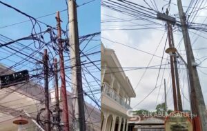 Semrawut! Kabel dan Tiang Internet di Cimaja Girang Dikeluhkan Warga, Tak Berizin?