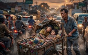 Terlunta-lunta di Cibadak, Ayah dan Dua Anak Asal Cianjur Tinggal Dalam Gerobak, Dievakuasi Petugas