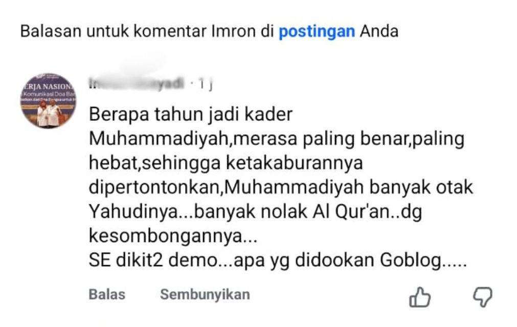 Hina Muhammadiyah di Media Sosial, Pria Asal Sukaraja Dilaporkan ke Polisi