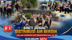 HUT Bhayangkara ke-80: Polres Sukabumi Pasok Air Bersih untuk Warga Terdampak Kekeringan di Bantar Gadung