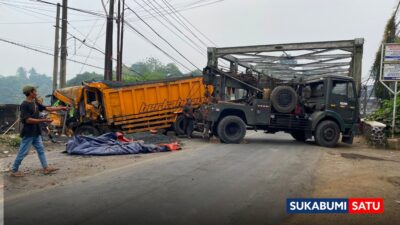 Truk Muatan Batu Split Alami Rem Blong, Empat Kendaraan Terlibat Tabrakan Beruntun di Jembatan Bengkong Cibadak