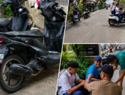 Terekam CCTV, Dua Sepeda Motor Adu Banteng di Depan Desa Pasirdoton Cidahu