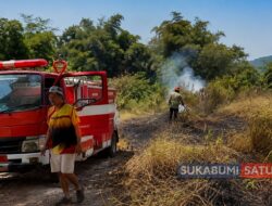Lahan Kering Terbakar di Cicantayan Sukabumi, Damkar Cibadak Bergerak Cepat Cegah Api Meluas