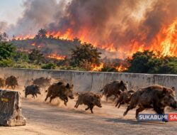 Pasca Kebakaran Lahan di Tol Bocimi, Babi Hutan Berhamburan Keluar hingga Kabel Listrik Putus