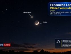 Bulan Sabit dan Venus Berdampingan di Langit Sukabumi,Warga Heboh Abadikan Fenomena Langka